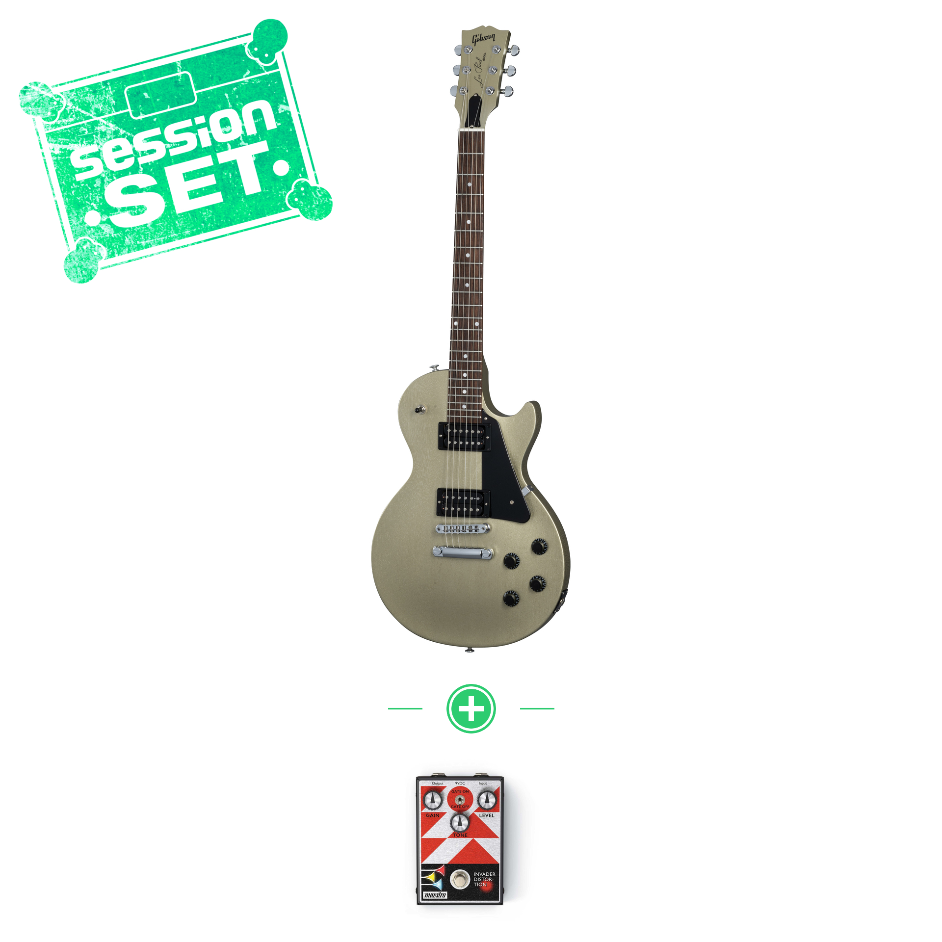 gibson les paul modern lite gold mist satin e gitarren set mit maestro invader pedal 70001089 1