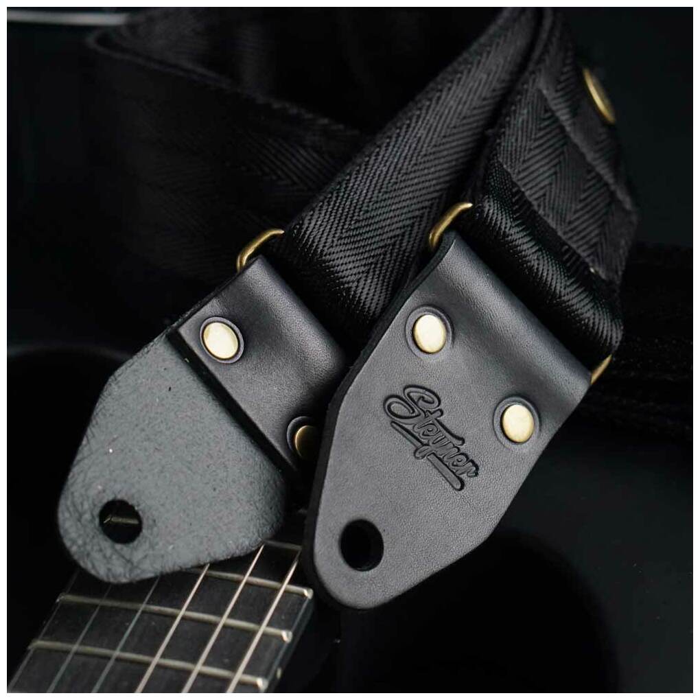Steyner Straps Nylon Gitarrengurt Heavy Hakon schwarz-messing 3