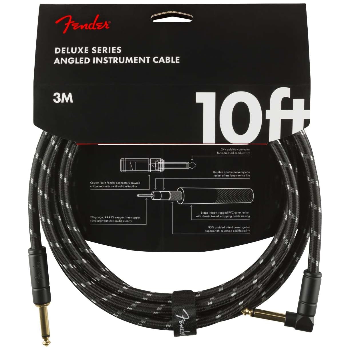 Fender - Fender Deluxe Series Instrumentenkabel - 3 Meter - Black Tweed