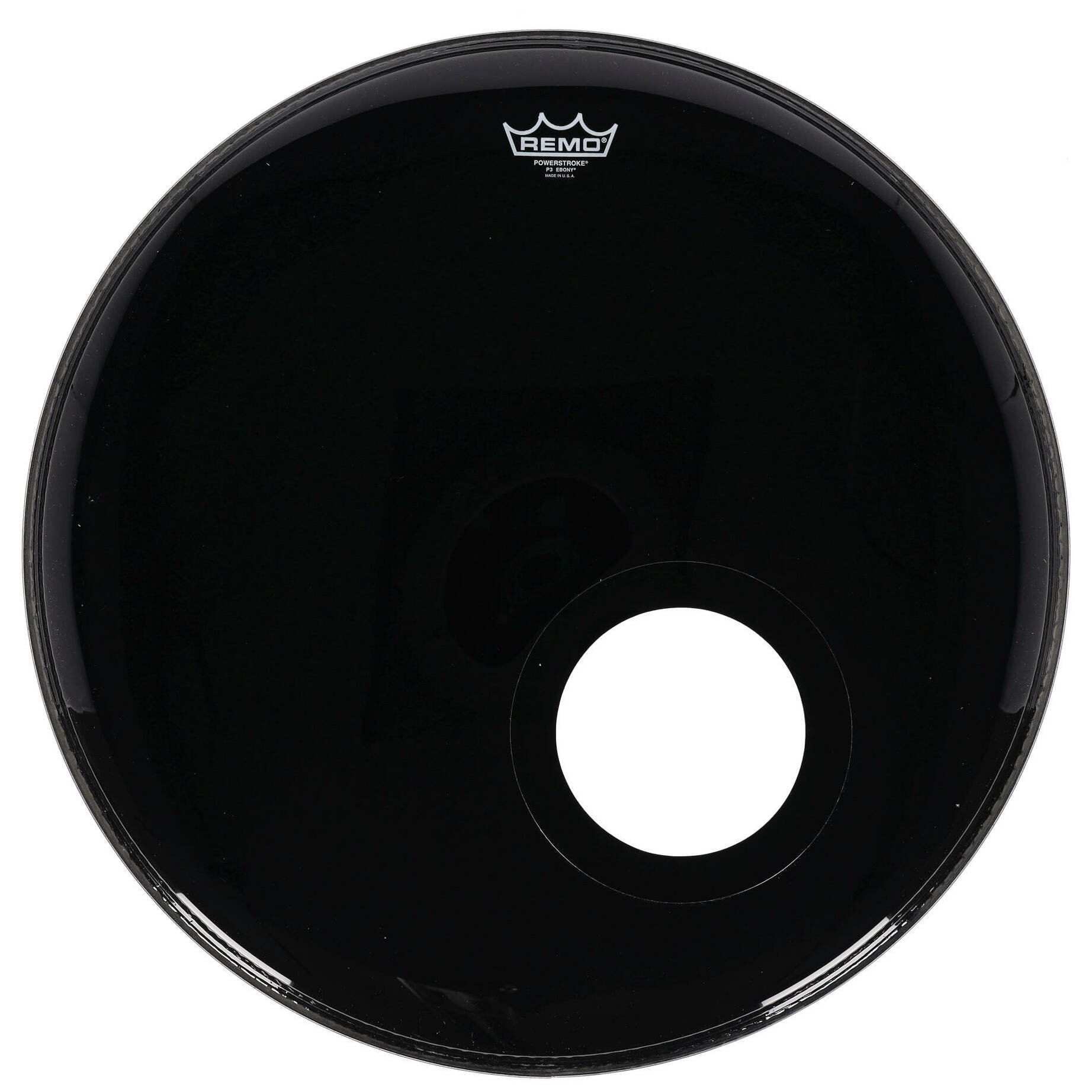 Remo Powerstroke 3 - Bass Drum Fell - 22 Zoll  - Ebony mit Loch