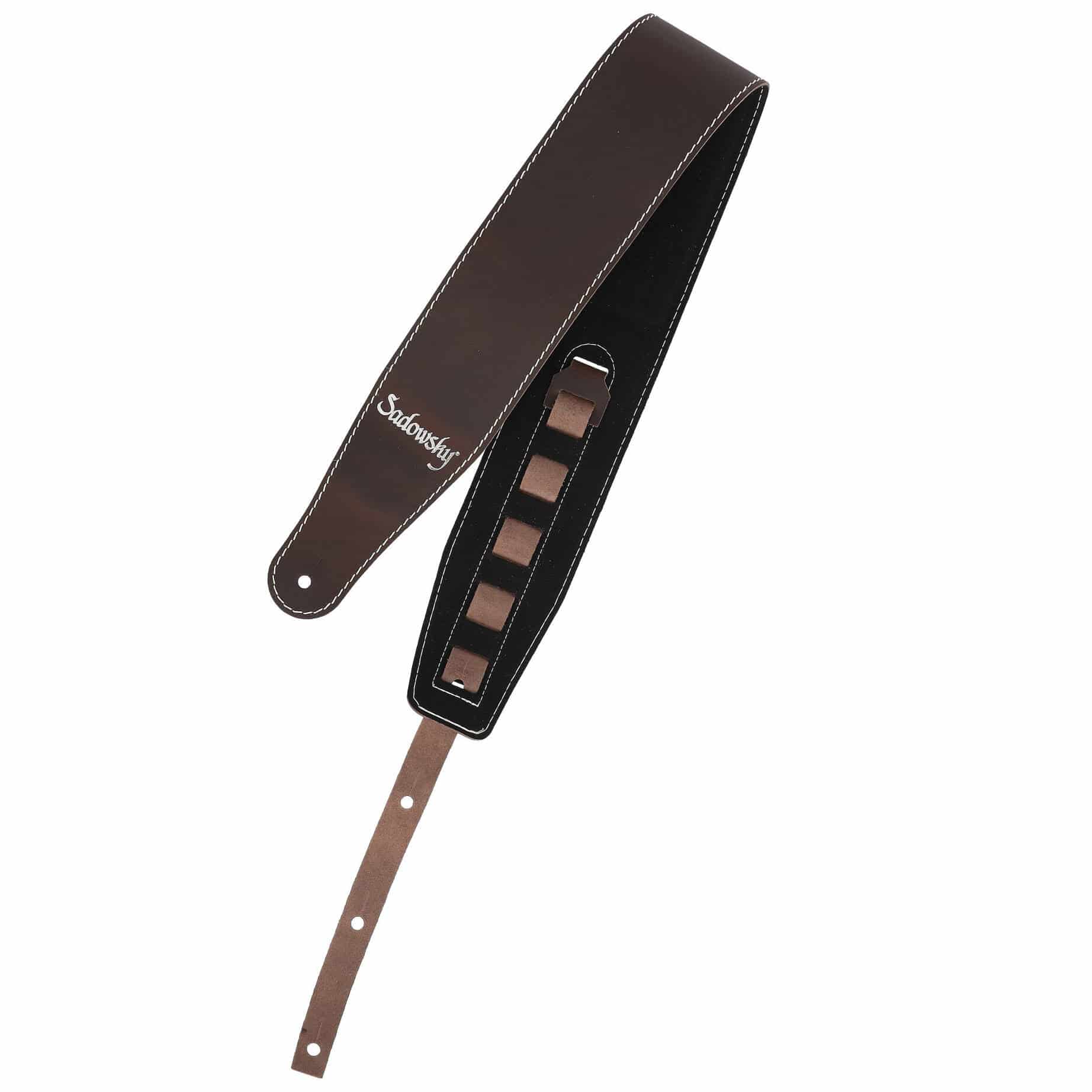 Sadowsky MetroLine Genuine Leather Bass Strap Brown, Silver