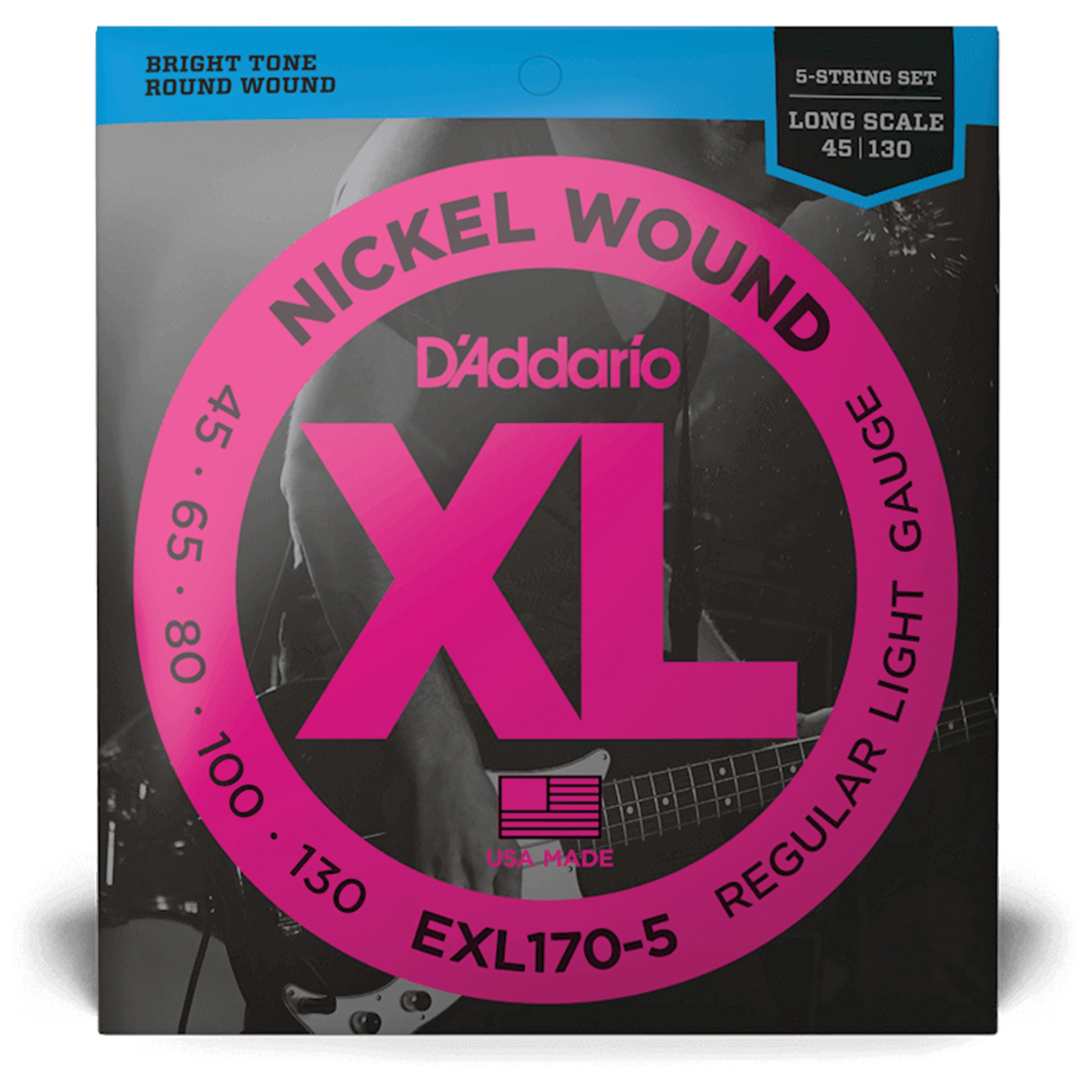 D’Addario EXL170-5 - XL 5-String Bass Nickel Wound, Long Scale 45-130