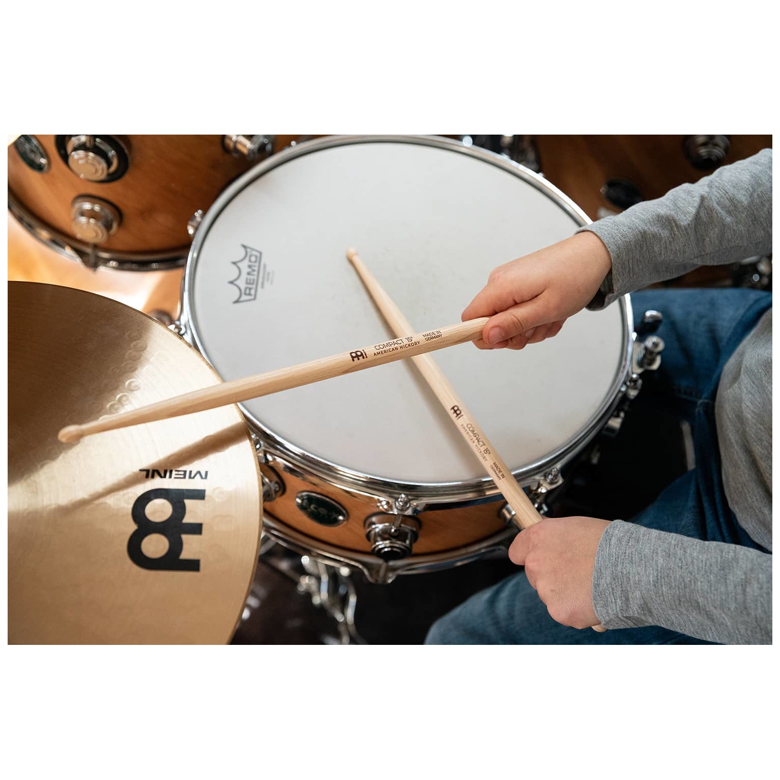 Meinl Stick Brush - Meinl Stick Brush Compact 15 Drumstick American Hickory - 11