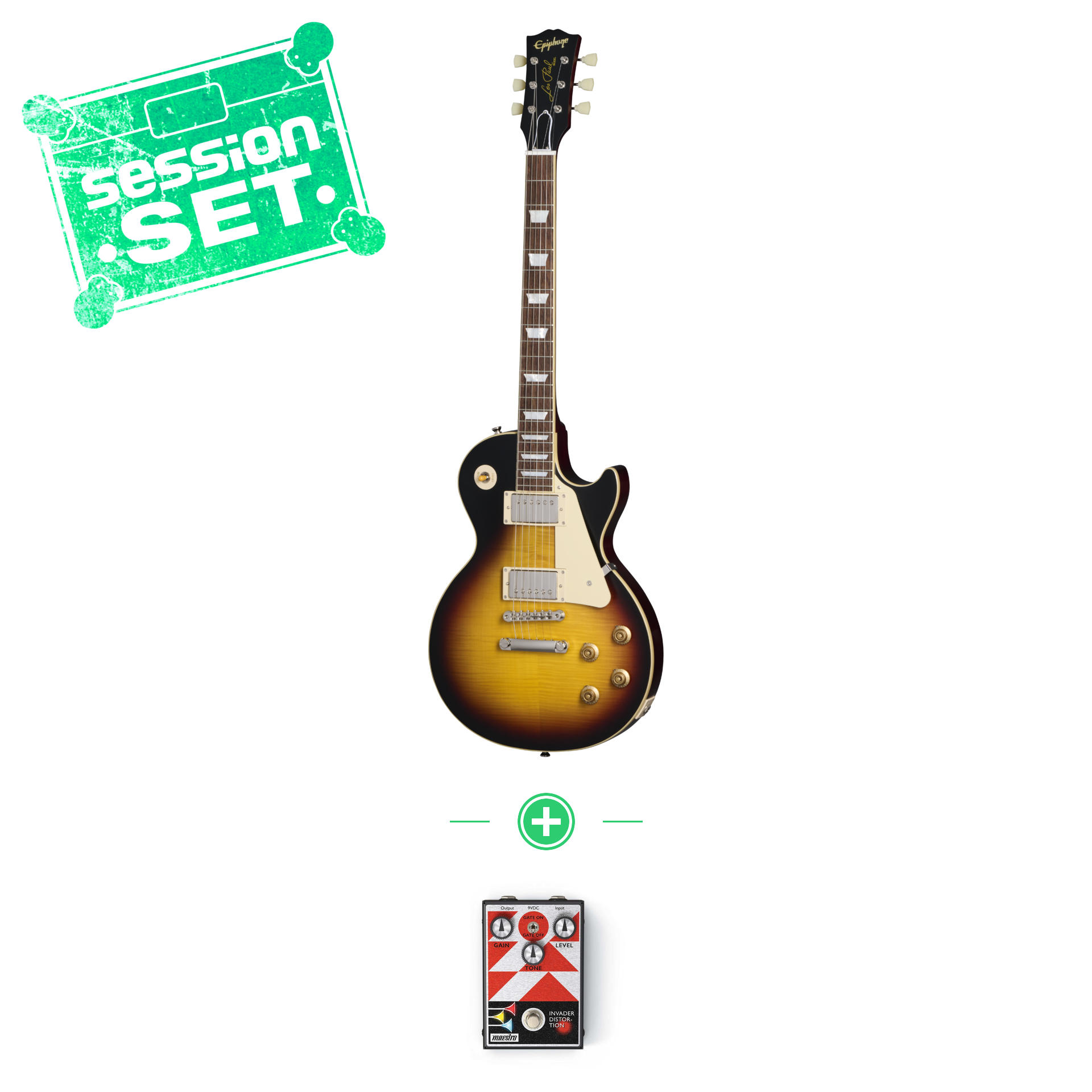 epiphone 1959 les paul standard tobacco burst e gitarren set mit maestro invader pedal 70001085 1