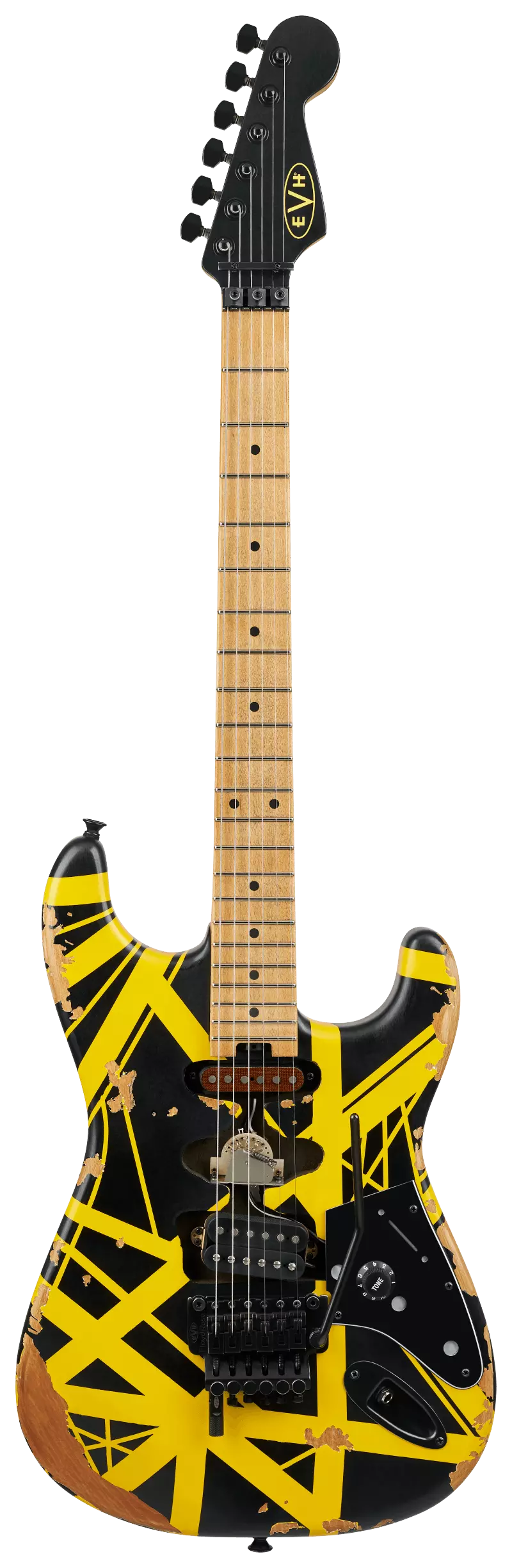 EVH LTD Striped Series Frankenstein MN Black with Yellow Stripes Aged