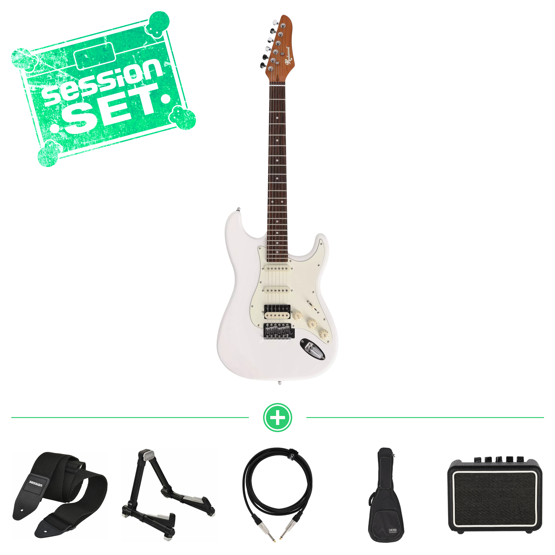 redwood standard s style rw rst hss owt e gitarren set mit gigbag  staender   mini amp 70000962 1