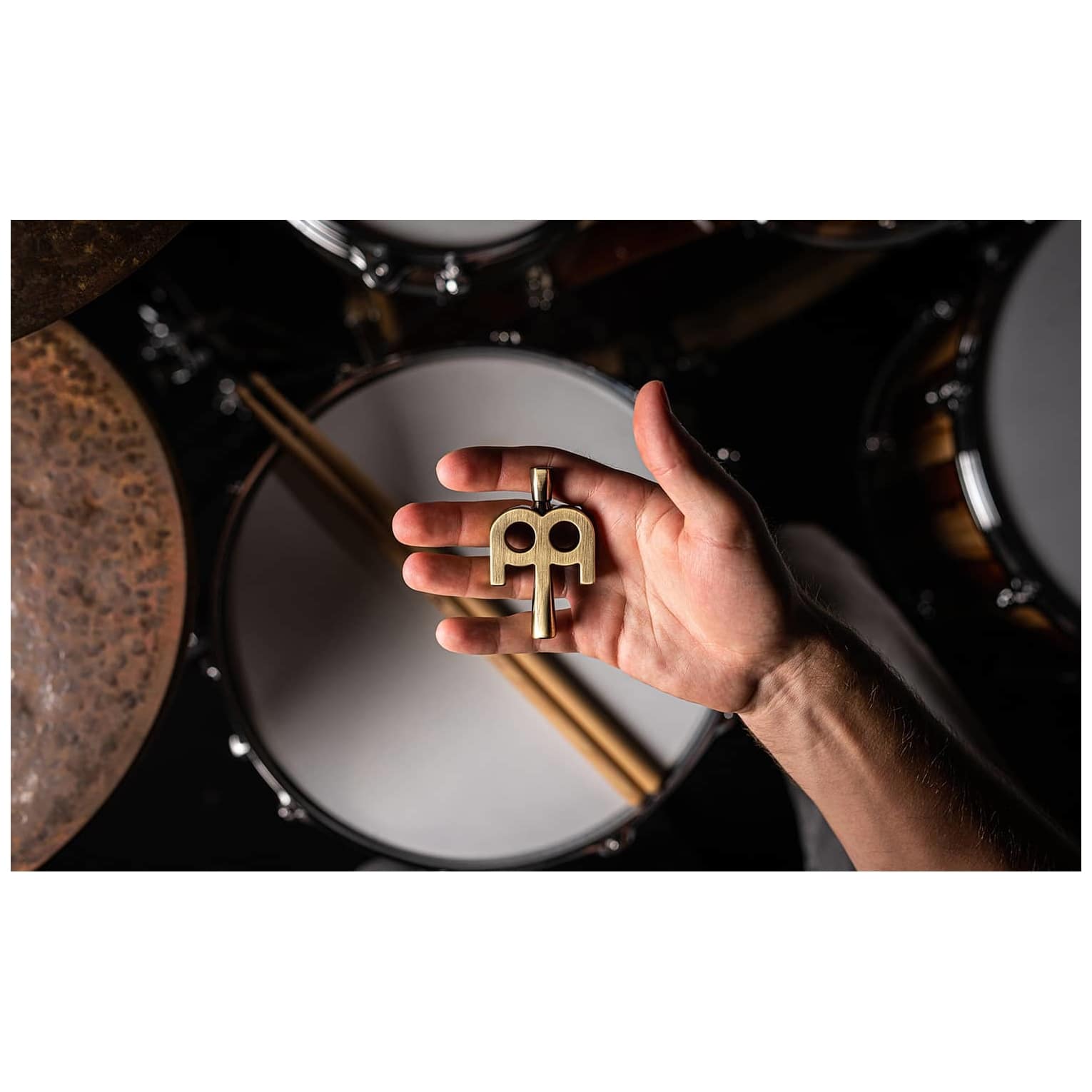 Meinl Stick Brush - Meinl Stick Brush SB510 Meinl Kinetic Drum Key, Antique Bronze Plate - 6