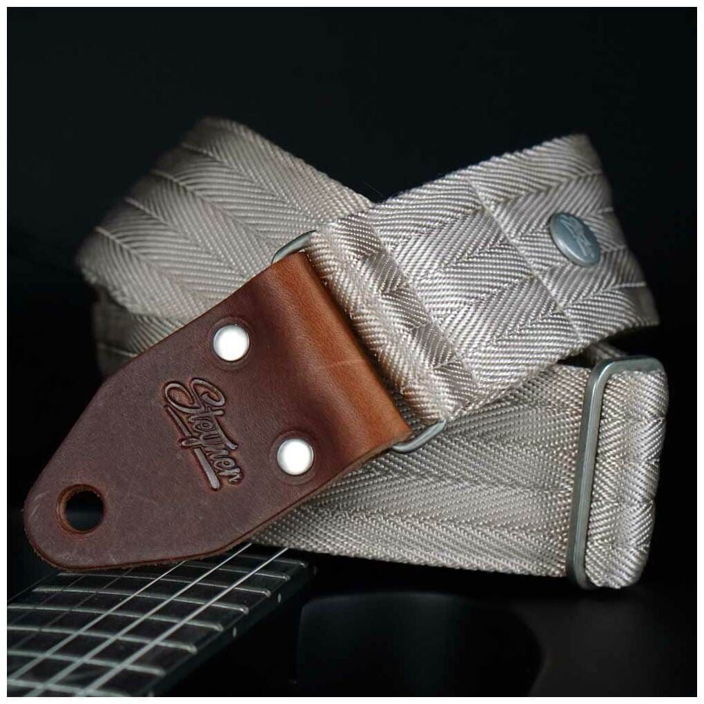 Steyner Straps Nylon Gitarrengurt Heavy Harvey beige-silber VEGAN