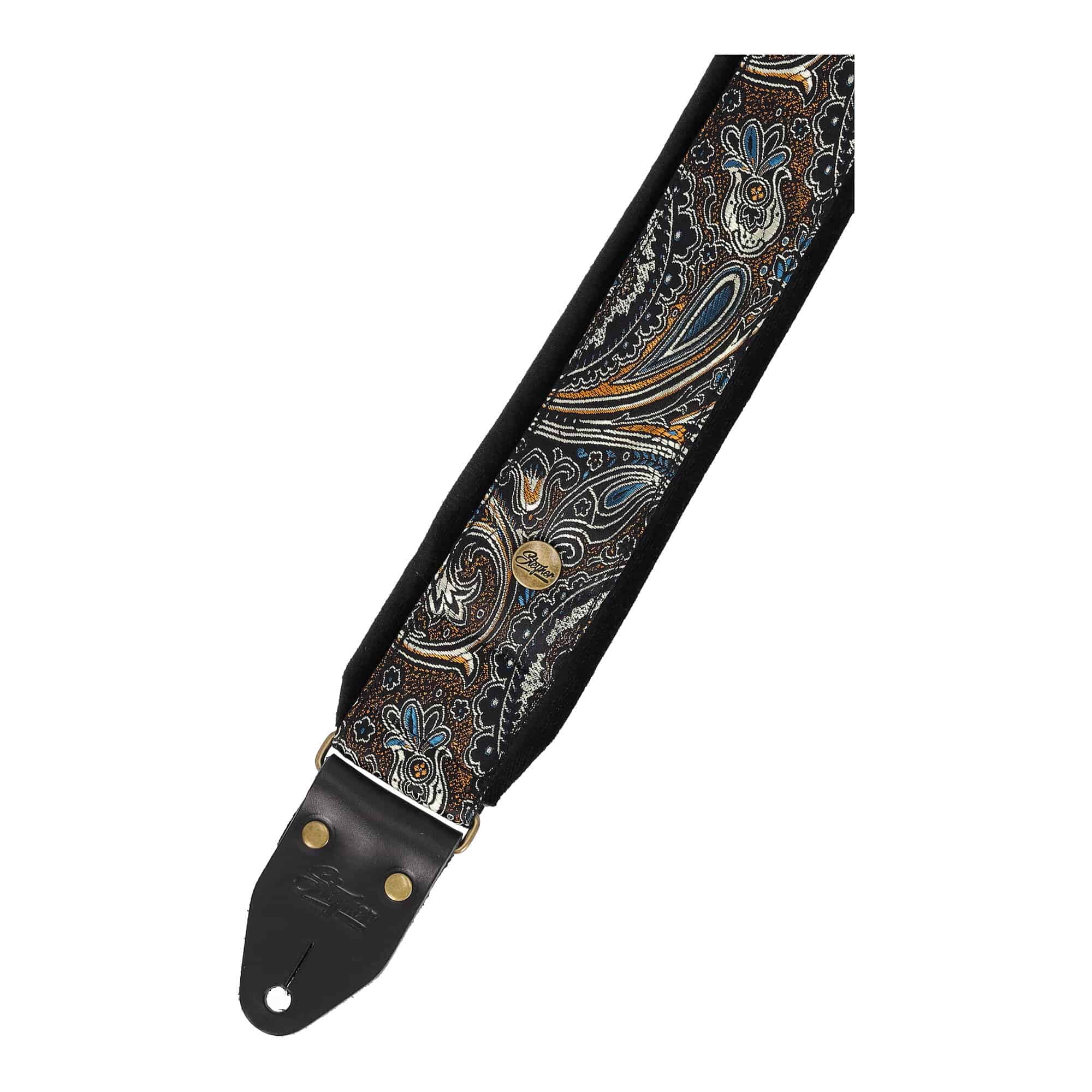 Image of Steyner straps gepolsterter gitarrengurt  indian nights messing schwarz 4