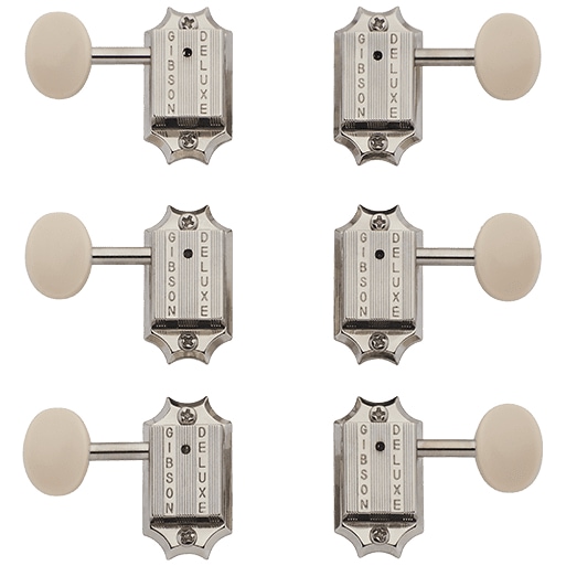 Gibson - Gibson PMMH-060 Deluxe White Button Tuner Set Vintage Nickel