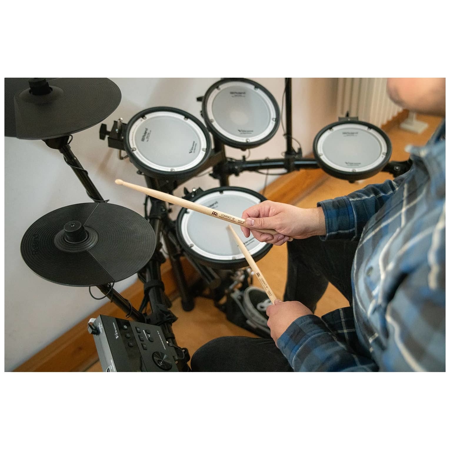Meinl Stick Brush - Meinl Stick Brush Compact 15 Drumstick American Hickory - 10
