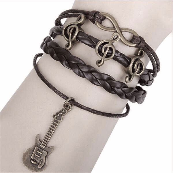 Musikboutique Kübler Bracelet - Treble Clef & Guitar, black