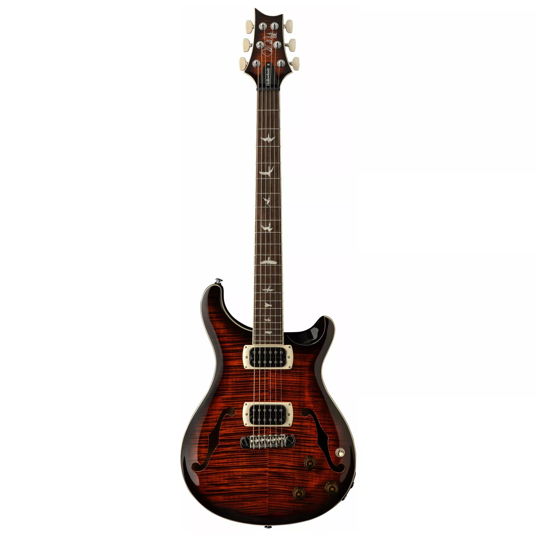 PRS SE Flat Back Hollowbody I Piezo Orange Tiger Smokeburst