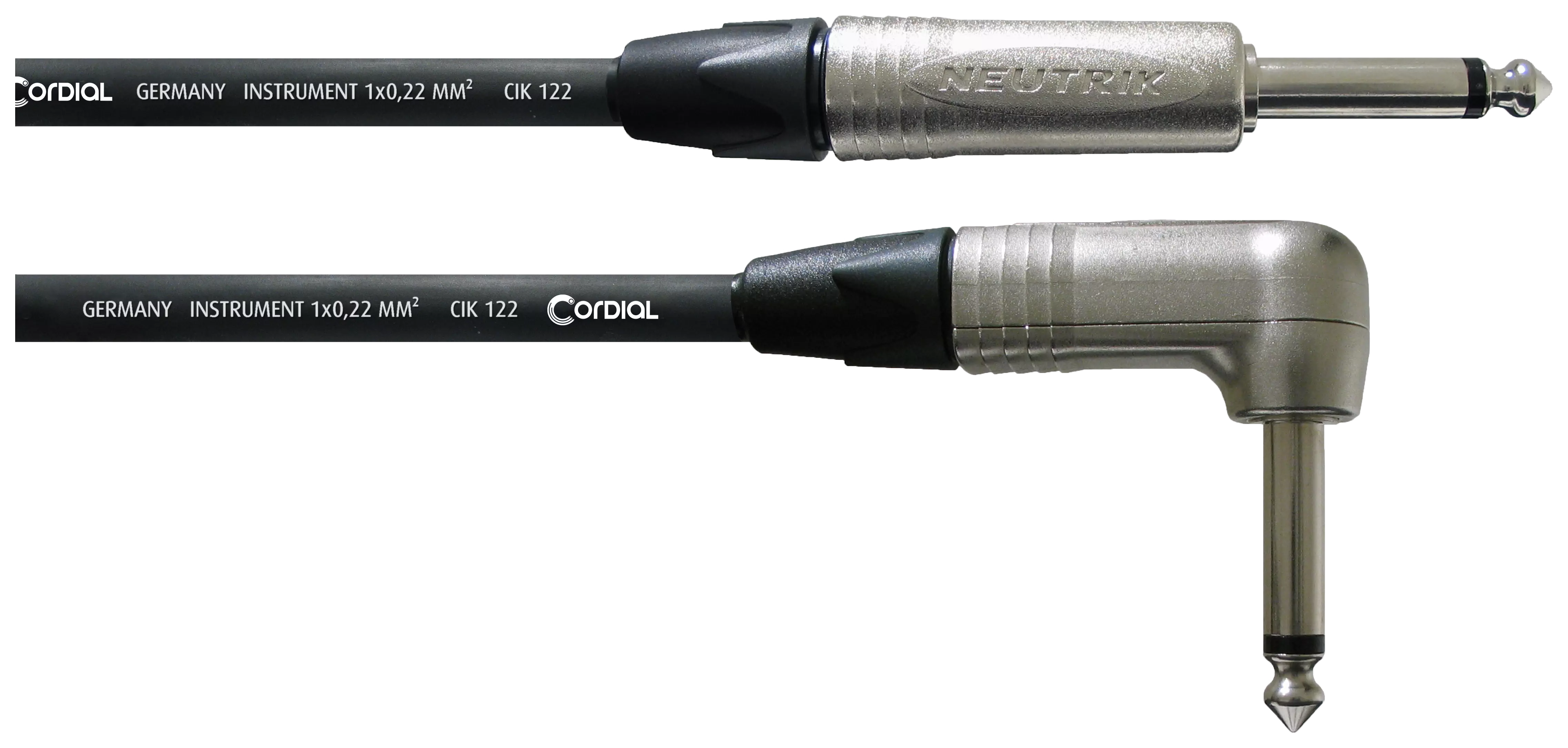 Cordial Instrumentenkabel CXI 3 PR 3m NEUTRIK mono Klinke 6,3 mm Winkelklinke 6,3 mm 1