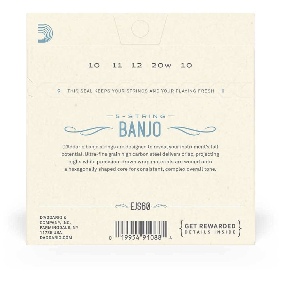 D’Addario - D’Addario EJS60 - 5-String Banjo Stainless Steel 009-020 - 2