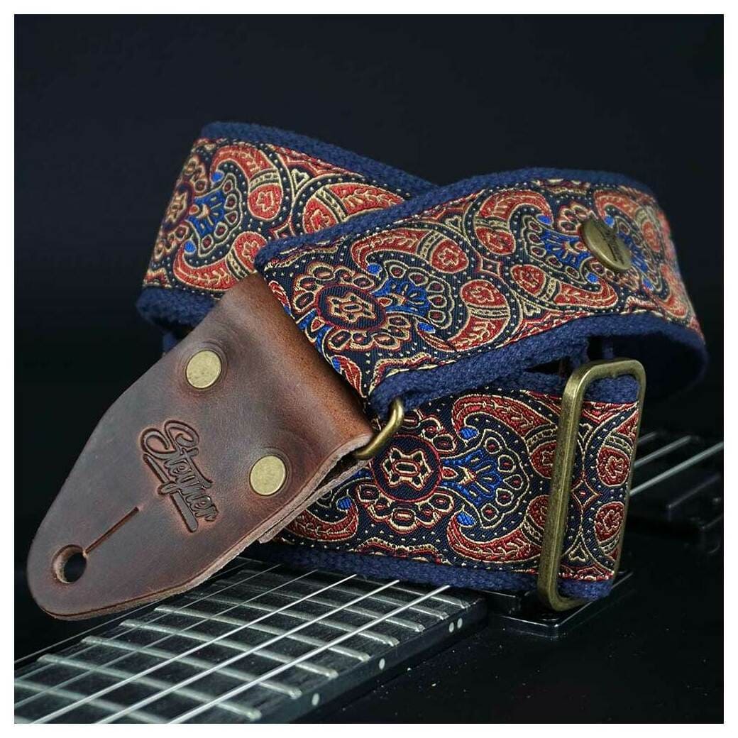 Steyner Straps Retro Gitarrengurt - Abendlicht blau-rot VEGAN 5