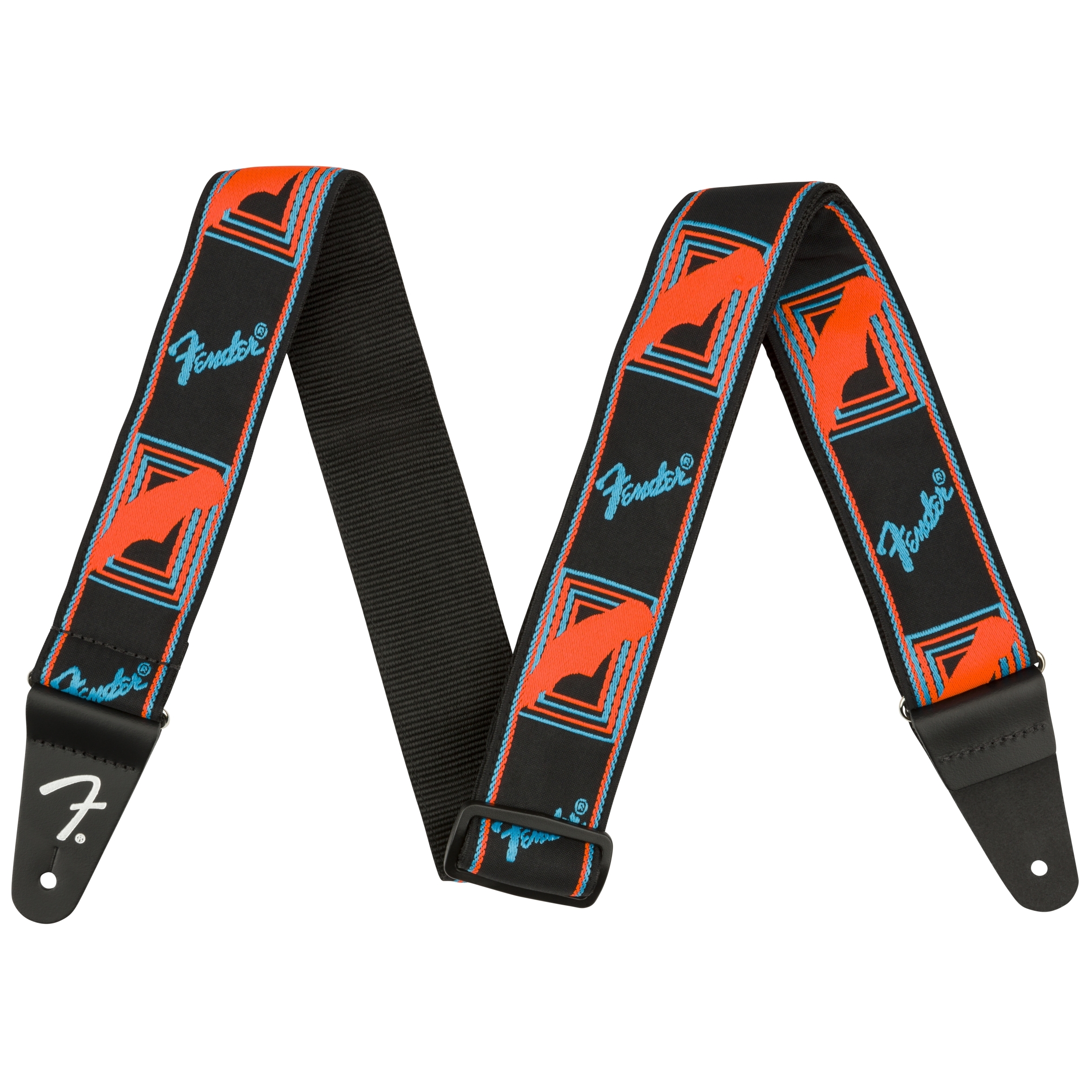 Fender Gitarrengurt Neon Monogrammed Strap Blue/Orange 1